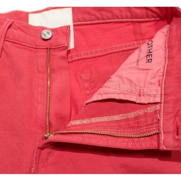NWT Mother Hustler Ankle Fray in Mars Red High Rise Bootcut Crop Jeans 25 - Picture 4 of 14